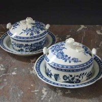 Lot 643 - Two matched Worcester butter dishes covers and