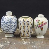 Lot 646 - Three Worcester tea canister bases circa 1770 