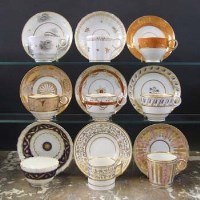 Lot 659 - Nine Worcester cups and saucers Circa 1790 - 1830
