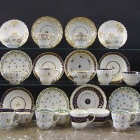 Lot 661 - Five Flight Worcester trios circa 1790   with
