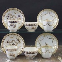 Lot 662 - Two Flight Worcester trios circa 1790   with