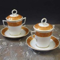 Lot 707 - Pair of Barr Worcester chocolate cups and saucers