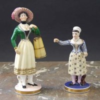 Lot 769 - Two Chamberlain Worcester figures of Maids circa