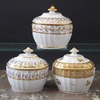 Lot 834 - Three Coalport sucriers circa 1800   with fluted