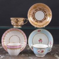 Lot 843 - Three Derby cups and saucers circa 1800   one