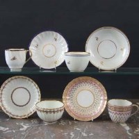 Lot 845 - Two Derby cups and two teabowls and saucers circa