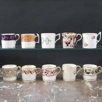 Lot 848 - Seven Derby coffee cans,   also a Pinxton fluted