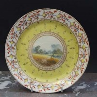 Lot 856 - Pinxton plate, with yellow ground with central