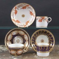 Lot 858 - Three Newhall cups and saucers circa 1800