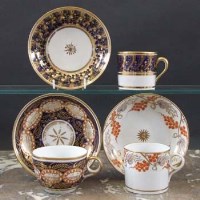 Lot 859 - Three Newhall cups and saucers circa 1800