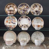 Lot 861 - Nine Newhall cups and saucer circa 1800   painted