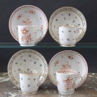 Lot 865 - Four Newhall cups and saucers circa 1790
