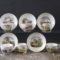 Lot 867 - Four Newhall cups and saucers and a trio circa