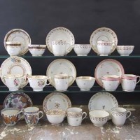 Lot 871 - Nine Newhall trios circa 1800   with blue gilt