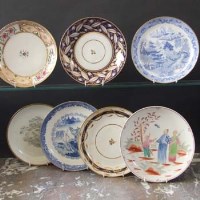 Lot 897 - Seven Newhall saucer dishes circa 1800   printed
