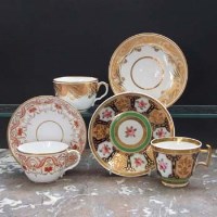 Lot 941 - Three Liverpool Herculaneum cups and saucers