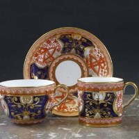 Lot 947 - Spode trio circa 1810   painted with Dollar