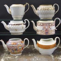 Lot 973 - Six English porcelain teapot bases circa 1790 