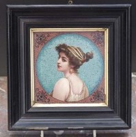 Lot 987 - Framed tile signed Danielliot