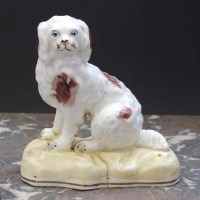 Lot 1004 - Staffordshire porcelain spaniel Circa 1830.