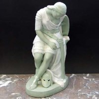 Lot 1022 - Minton green tinted Parian figure of Clorinda