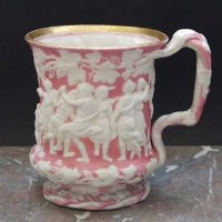 Lot 1024 - Charles Meigh tinted Parian mug.
