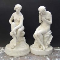 Lot 1038 - Two Parian figures of a nude.