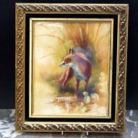 Lot 1069 - R.A. Shufflebotham plaque painted with a fox.