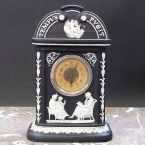 Lot 1075 Wedgwood black jasper clock.