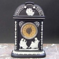 Lot 1075 - Wedgwood black jasper clock.