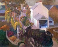 Lot 36 - Marjorie Owens, View of garden and house, oil