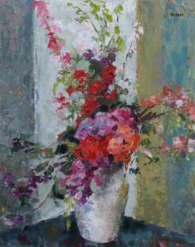 Lot 38 - Isobel Mary Barber, Still life of flowers in vase, oil