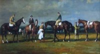 Lot 44 - English School, 20th century, Horses and riders, oil
