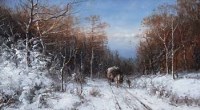 Lot 61 - Van Meurs, Winter woodland scene, oil