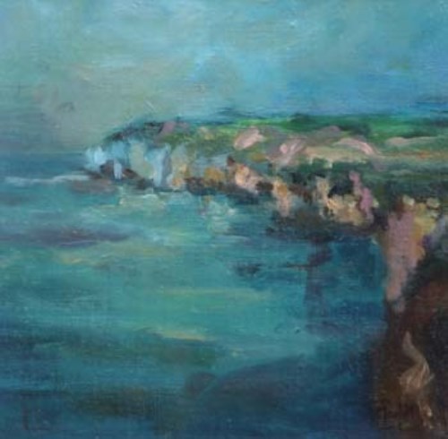 Lot 73 - Joyce Parfitt, Cliffs & Seascape, oil