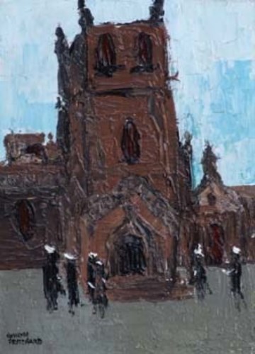 Lot 82 - Gwilym Pritchard, Rennes Cathedral, oil