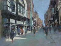 Lot 92 - George Thompson, Chester street scene, pastel