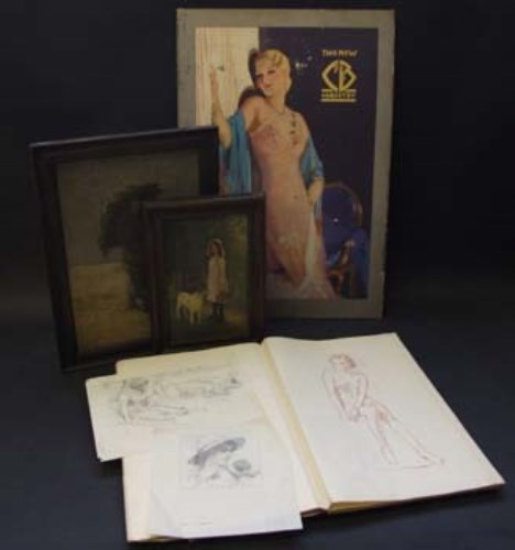 Lot 112 - George S. Dixon, Assortment of sketchbooks, paintings, etchings and books illustrated by the artist