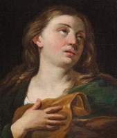 Lot 151 - Italian School, 18th century, Female with eyes raised, oil