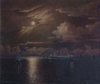 Lot 155 - Archibald Mackinnon, Moonlight on the Mersey, oil