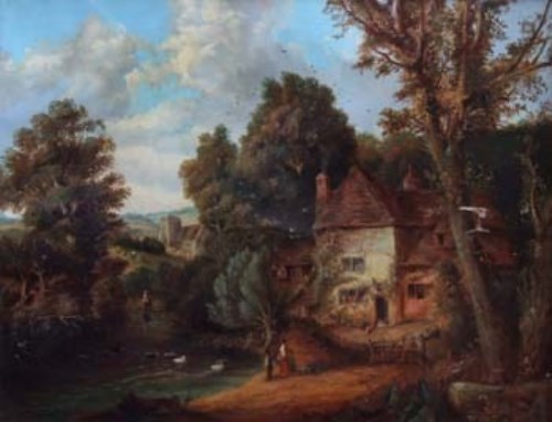 Lot 160 - English School, 19th Century, Rural scene, oil