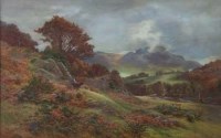 Lot 161 - Cyril Ward, valley landscape with cattle, watercolour