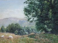 Lot 173 - William Eden, Rural scene with sheep, watercolour