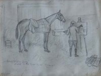 Lot 178 - Herbert St. John Jones, The Artist at Work on the Mons Horse. Monaco, pencil