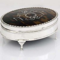 Lot 227 - Tortoiseshell oval box with silver frame