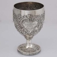 Lot 230 - Georgian silver goblet with Victorian decoration.