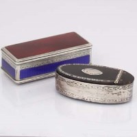 Lot 239 - Silver and tortoiseshell snuff box red and blue