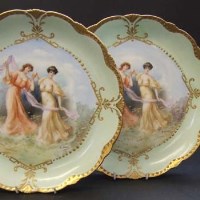Lot 596 - Pair of continental hard paste gallery plates.