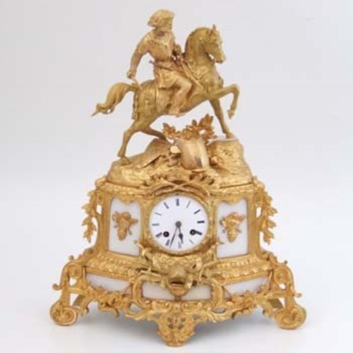 Lot 652 - Gilt metal mantel clock inscribed Henri Marc A