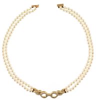 Lot 53 - 2-row cultured pearl choker necklace with 18ct gold clasp